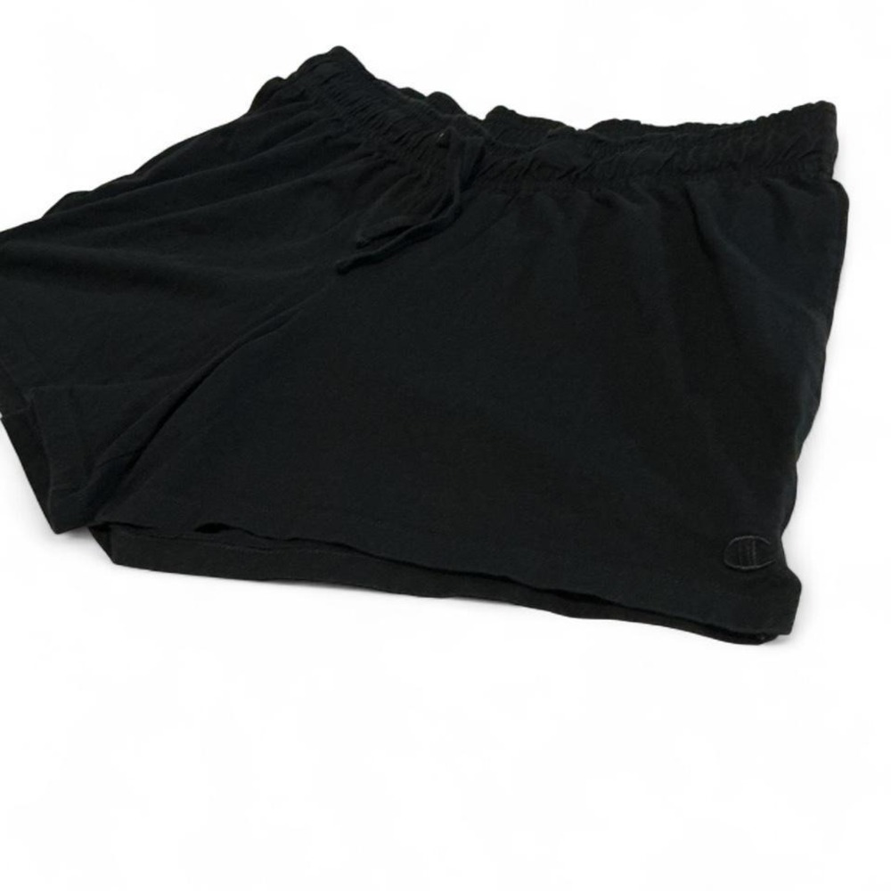 Champion Athletic Shorts Women XL Black Cotton Drawstring Jersey 1052